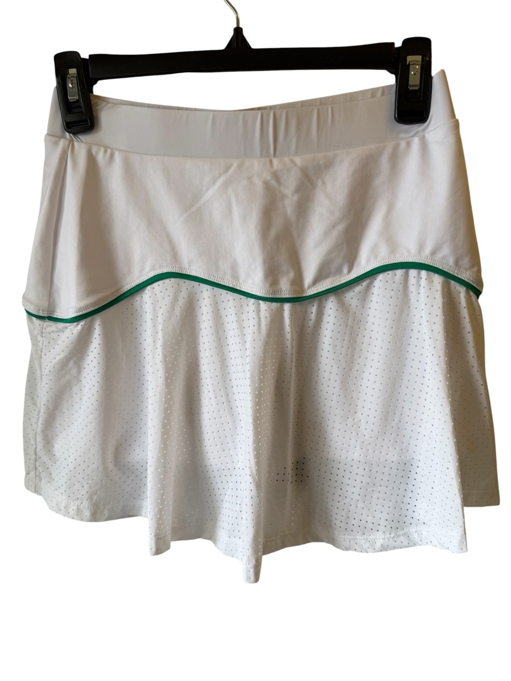 Women's White Athletic Skort with Green Trim